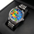 thumbnail image 4 of Mens Watch Classic Silver Stainless Steel Colorful Waterproof Quartz Analog Watch Fashion Mens Wrist Watches, 4 of 5