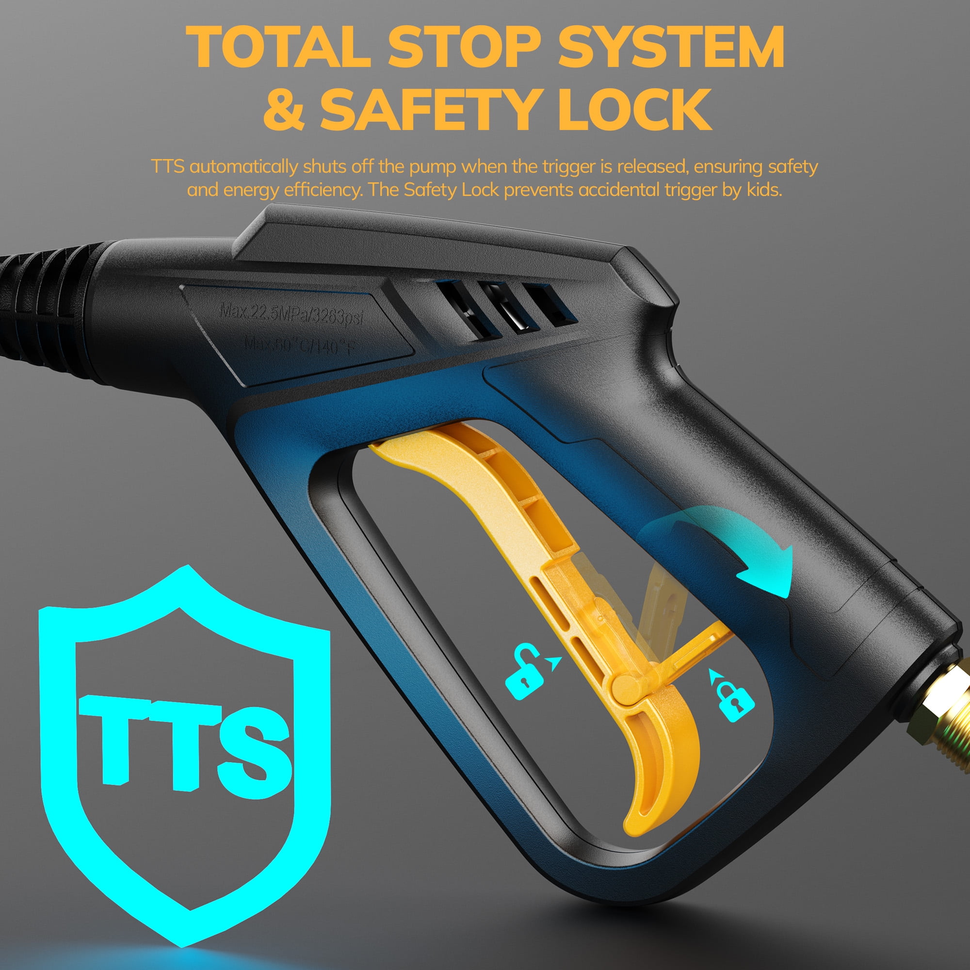 TCISA 3800 PSI Electric Pressure Washer,Max 2.5 GPM Power Washer with 35FT Power Cord 20FT Hose 5 Nozzles,Soap Cannon for Car Garden Yard Hom