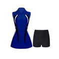 thumbnail image 3 of renvena Womens 2 Piece Athletic Sportwear Tennis Golf Outfit Sleeveless Zipper Turn-Down Collar Dress with Shorts Set Blue S, 3 of 7