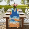 thumbnail image 4 of Table Runners 36 Inches Long Dress Scarves, Orange Blue Ocean Waves Farmhouse Kitchen/Dining Table Runner, Short Coffee Tablerunners, Summer Beach Coastal Abstract 13x36 Inch, 4 of 9