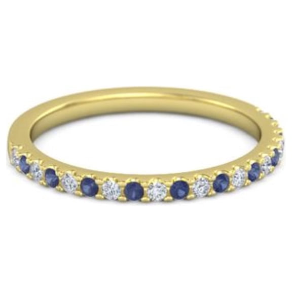 925 Sterling Silver Round 0.58 Ctw Blue Sapphire Eternity Gold Plated Women Ring