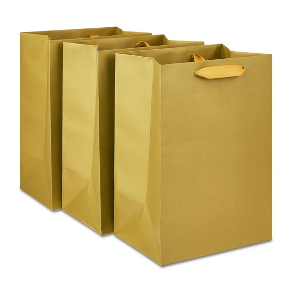 Large Gold Gift Bags, 7" x 10", 3 Count, by Way To Celebrate