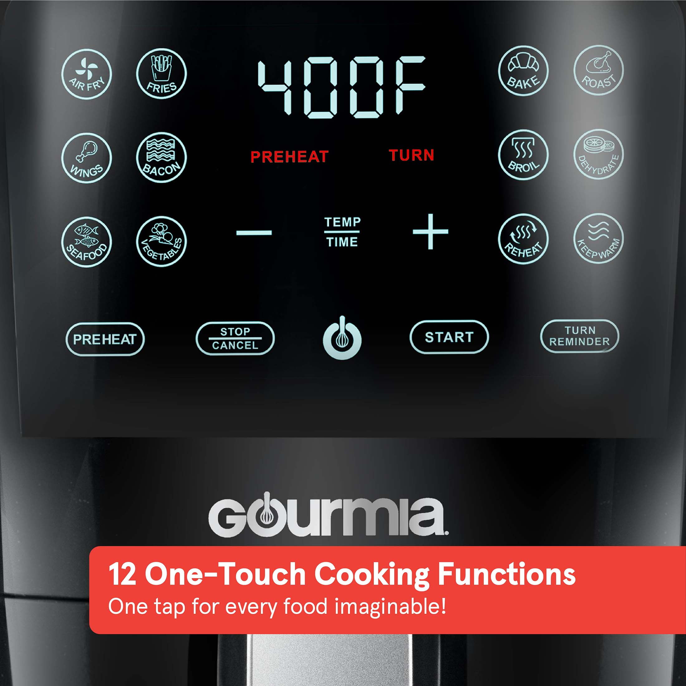 Gourmia 4 Qt Digital Air Fryer with Guided Cooking, Black GAF486 