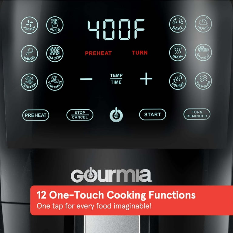 Air Fryers, Gourmia GAF476 4-Quart Digital Air Fryer - No Oil Healthy Frying  - 12 One-Touch Cooking Functions - Guided Cooking Prompts - Easy Clean-Up -  Recipe Book Included