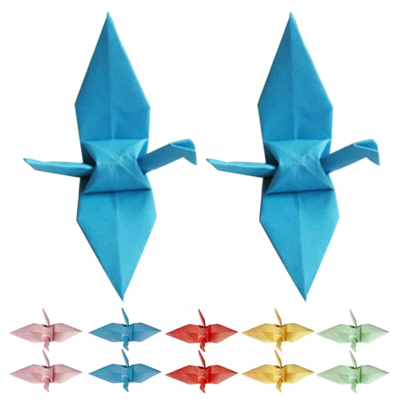 Luxshiny 100Pcs Origami Crane Decor Finished Paper Cranes for Romantic Wedding and Party Decorations