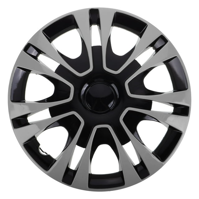 Capuchons de Moyeu Universels Noirs de 13 Pouces pour Roues de Voiture Accessoires Auto Couvre-Jantes de Véhicule Pièces de Roue Argent