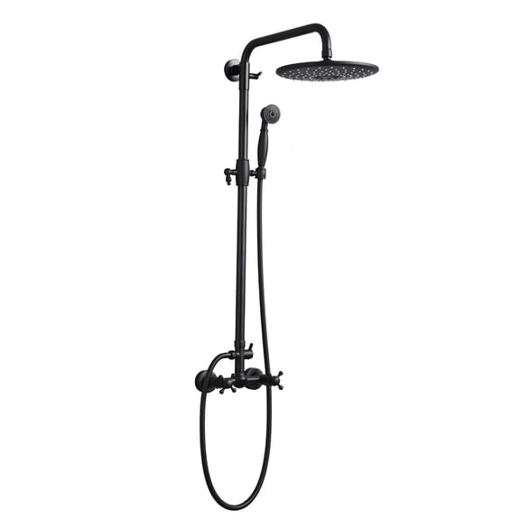 Bathroom Shelf Handshower Shower Head with Handheld Shower System with 8" Rain Shower HeadRain Shower System Dual Shower Combo Matte Black,Toilet Paper Holder