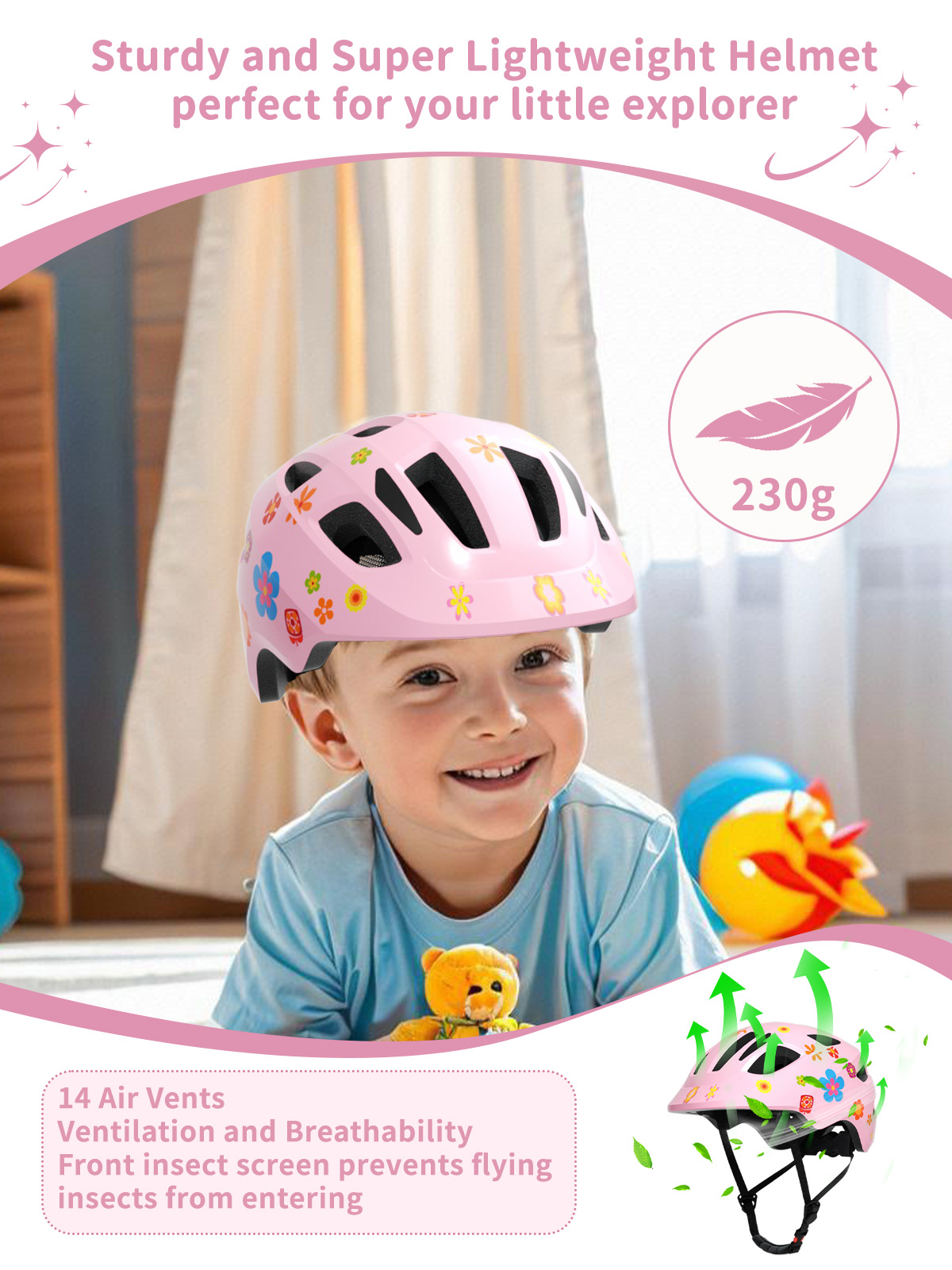 Korimefa Kids Bike Helmet with Protective Pads photo 6