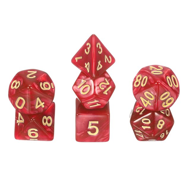 Ensemble de dés DND Polyédriques, 7 Pcs de dés DND en Acrylique pour Jeux de Rôle sur Table, Accessoires de Jeu de Table, Rouge Nacré