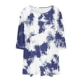 thumbnail image 7 of JTZGDY Plus Size Women 3/4 Sleeve Tunic Tops Casual Summer Tie Dye Floral Printed Ruched Pleated Crewneck Graphic T-Shirts Loose Flowy Comfy Work Business Tees Blouse White#01 XL, 7 of 7