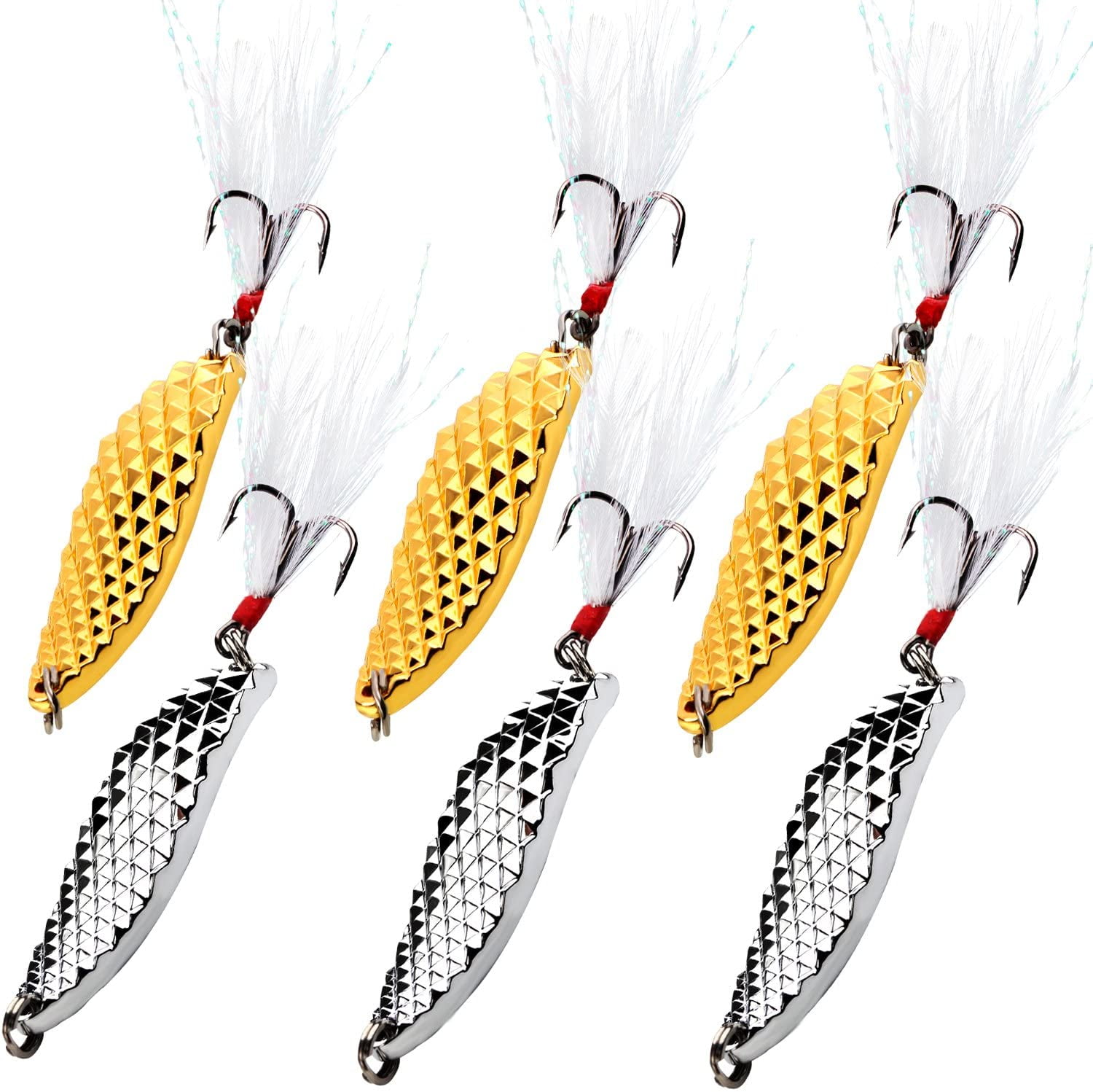 Sougayilang Fishing Spoons Hard Fishing Lures Treble Hooks Salmon Bass