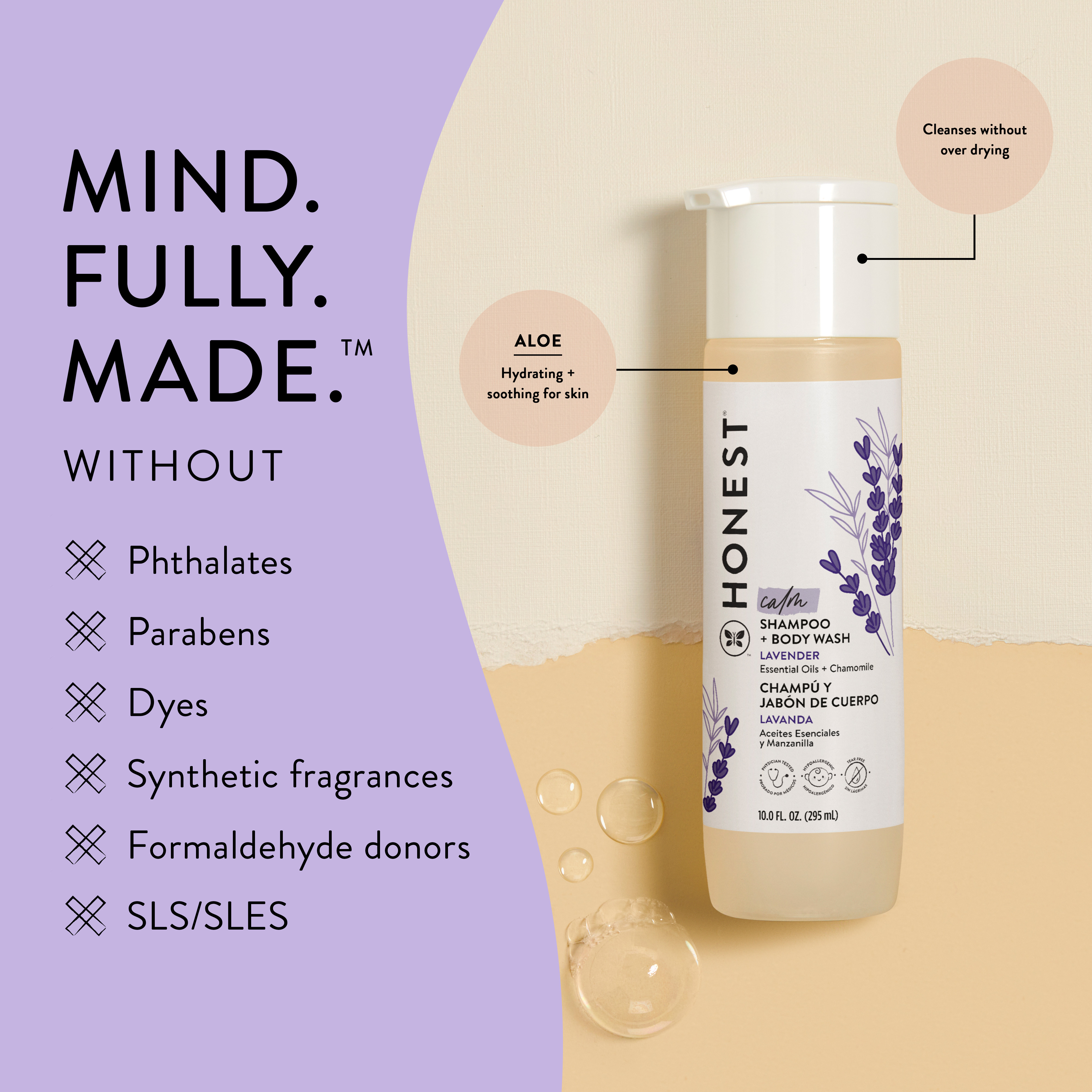 Honest Baby 2-in-1 Shampoo and Body Wash, Calm Lavender photo 2