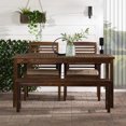 thumbnail image 2 of Walker Edison Solid Wood 4-Piece Outdoor Patio Dining Set, Dark Brown, 2 of 10