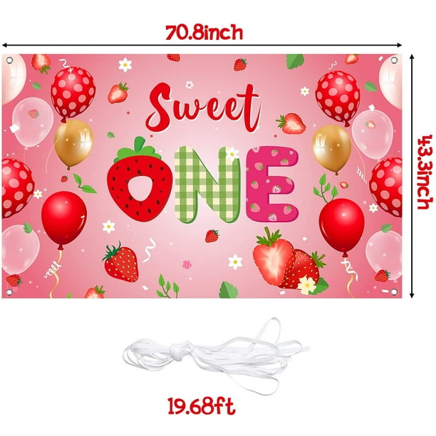 1pc, A Berry Sweet Baby is on the Way - Strawberry Baby Shower Backdrop for  Photography and Cake Table Decorations