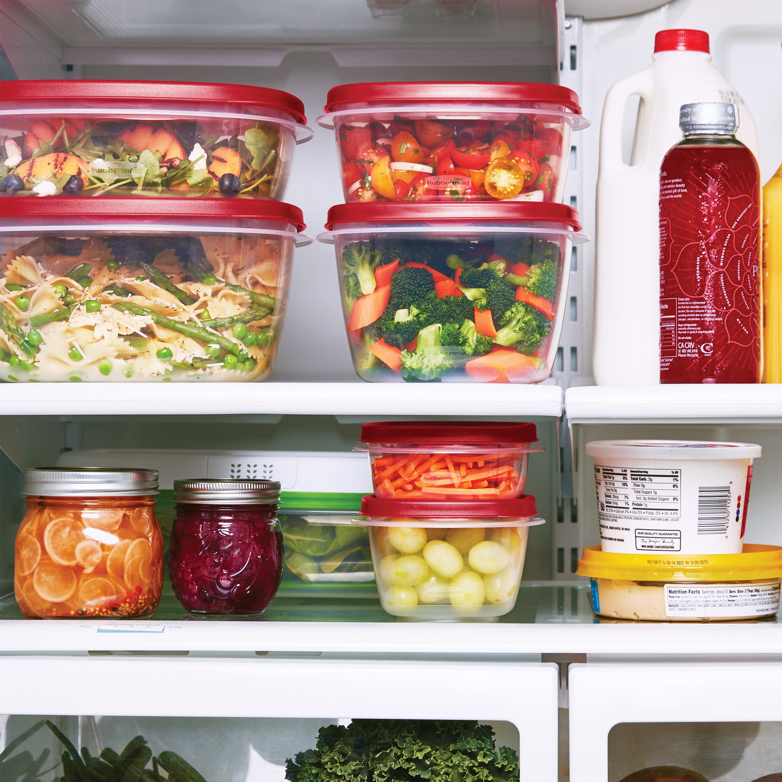 Rubbermaid EasyFindLids Food Storage Containers with Vented Lids, Red, 26 Piece Set