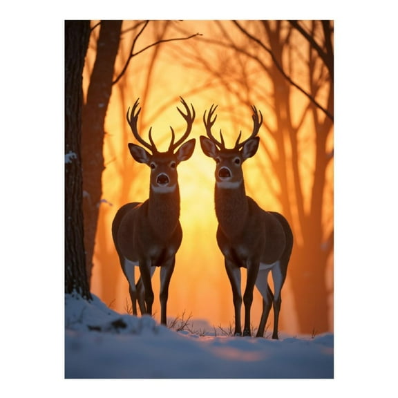 Diamond Art Kit for Adults, Deer Silhouette Snowy Sunset Forest Diamond Painting for Adults Beginners, 5D DIY Diamond Art Painting Kits, Colorful Diamond Painting Craft for Home Decor 12x16