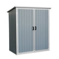 thumbnail image 5 of Resin Storage Shed with Floor, Seizeen 5 x 3FT Plastic Outdoor Storage Double Door Design, Waterproof Resin Cabinet with Sloped Top for Garden Tool Patio Poolside Yard Storage, 5 of 9