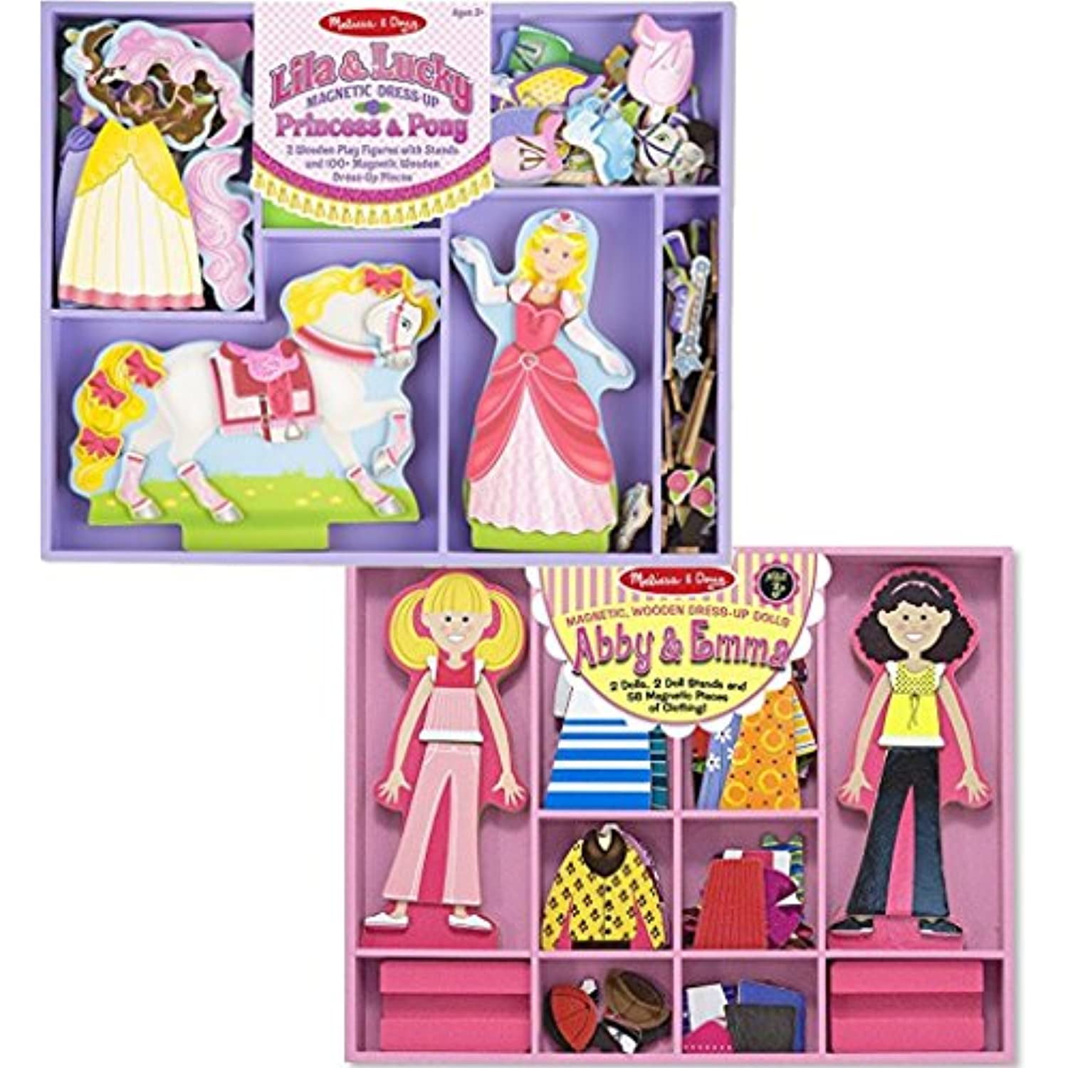 Melissa & Doug Bundle Includes 2 Items Lila and Lucky Wooden Dress-Up Princess Doll and Horse with Magnetic Accessories pcs Abby and Emma Deluxe Magnetic Wood Dress-Up - Walmart.com