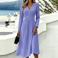 thumbnail image 4 of Women's Fall Boho Maxi Dress Spring Fall Plus Size V Neck Flowy a Line Dress Elegant Formal Wrap Dress, 4 of 4