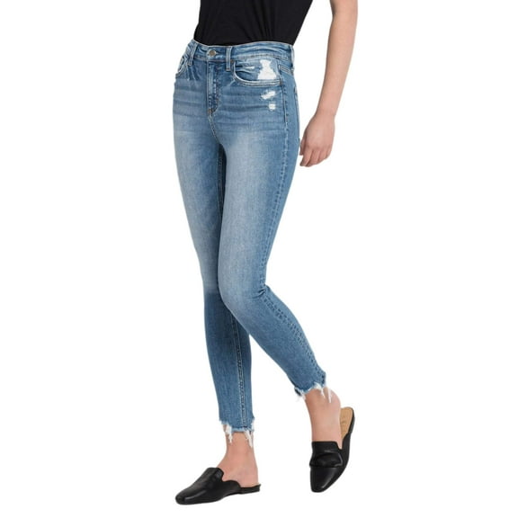 Flying Monkey - High Rise Ankle Skinny Jeans with Distressed Step Hem (28" Inseam) - F4750