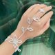 thumbnail image 5 of Pulseras de anillo de hoja NQ boda nupcial tobillera plata arnés mano anillos dedos accesorios mujeres niñas, 5 of 5