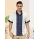 thumbnail image 2 of Lars Amadeus Camisa de manga corta con botones y estampado de bloques de colores irregulares para azul L, 2 of 6