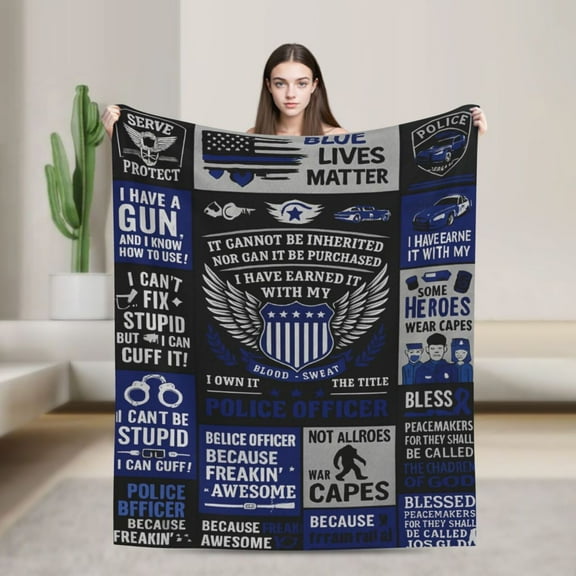 Police Gifts, Police Gifts for Men, Best Gifts for Police Officers, Police Gifts for Him Women, Unique Police Officer Gifts, Police Officers Christmas Throw Blanket 50x40