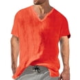 thumbnail image 2 of Cotton Linen T Shirts for Man 2026 Summer Casual Lightweight Relaxed Fit Short Sleeve V Neck Beach Shirt, 2 of 4
