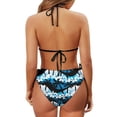 thumbnail image 6 of Uourmeti Women's Halter Neck Two-Piece Bikini Set - Tropical Plumeria & Palm Tree Print, Quick Dry, Tie Side Bottoms for Beach & Vacation, 6 of 9