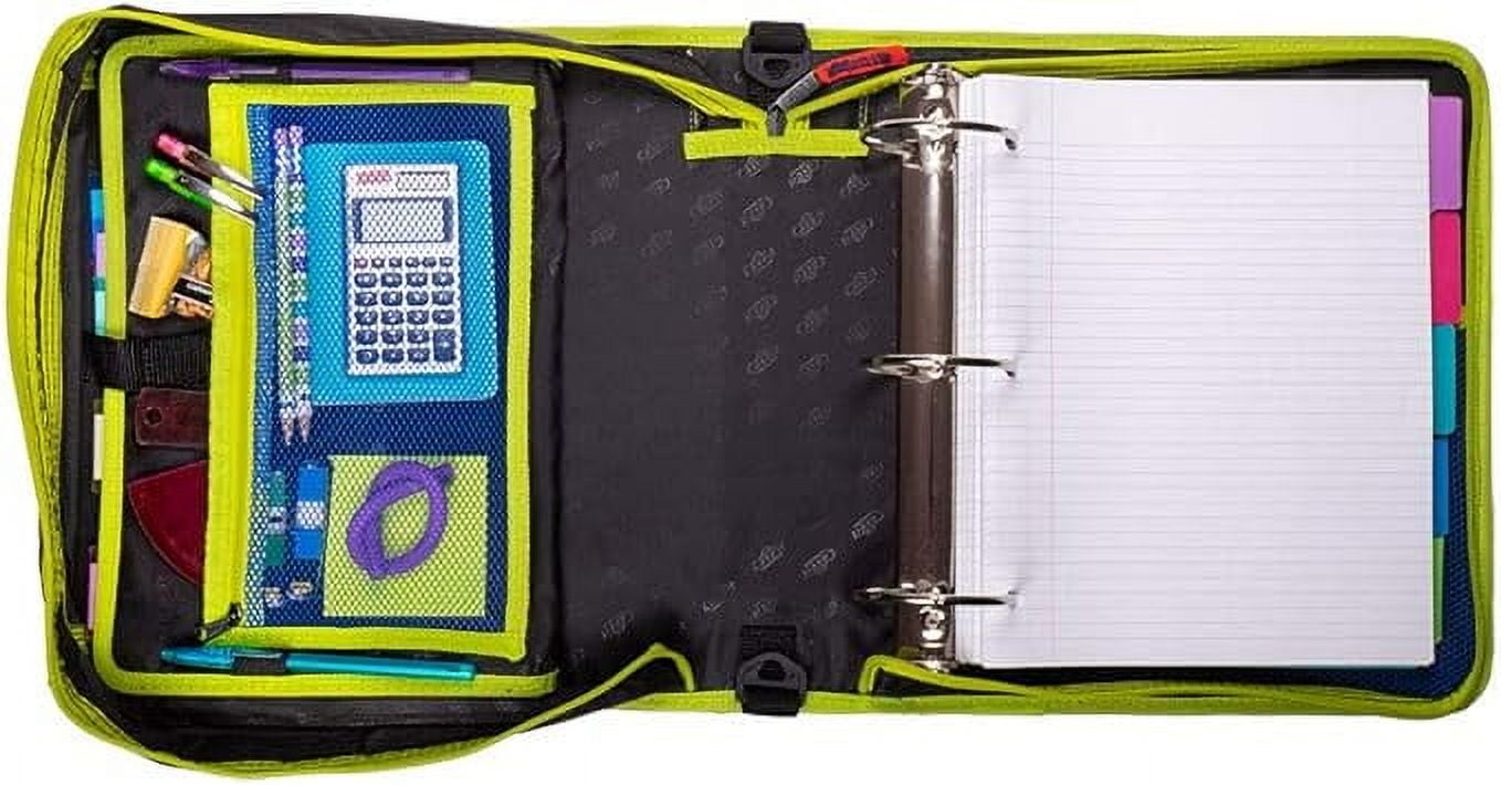 Case-it The Mighty Zip Tab Zipper Binder - 3 Inch O-Rings - 5 Color Tab Expanding File Folder - Multiple Pockets - 600 Sheet Capacity - Comes with Shoulder Strap - Monster Design D-146-ME