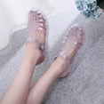 thumbnail image 5 of pwidon Women's Jelly Roman Sandals Closed Toe Adjustable Buckle Flat Slingback Summer Beach Pool Walking Shoes Silver 6.5, 5 of 5