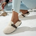 thumbnail image 4 of Rokment Fuzzy Slip on Loafers Snow Boots for Women 2025 Winter Fashion Buckles Plush Fleece Walking Flat Casual No Heel Short Ankle Booties White Size 5.5, 4 of 7