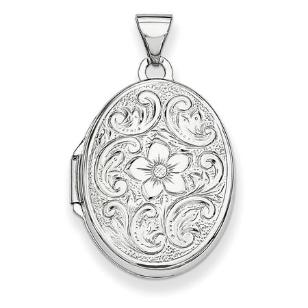 - Sterling Silver Oval Floral Locket