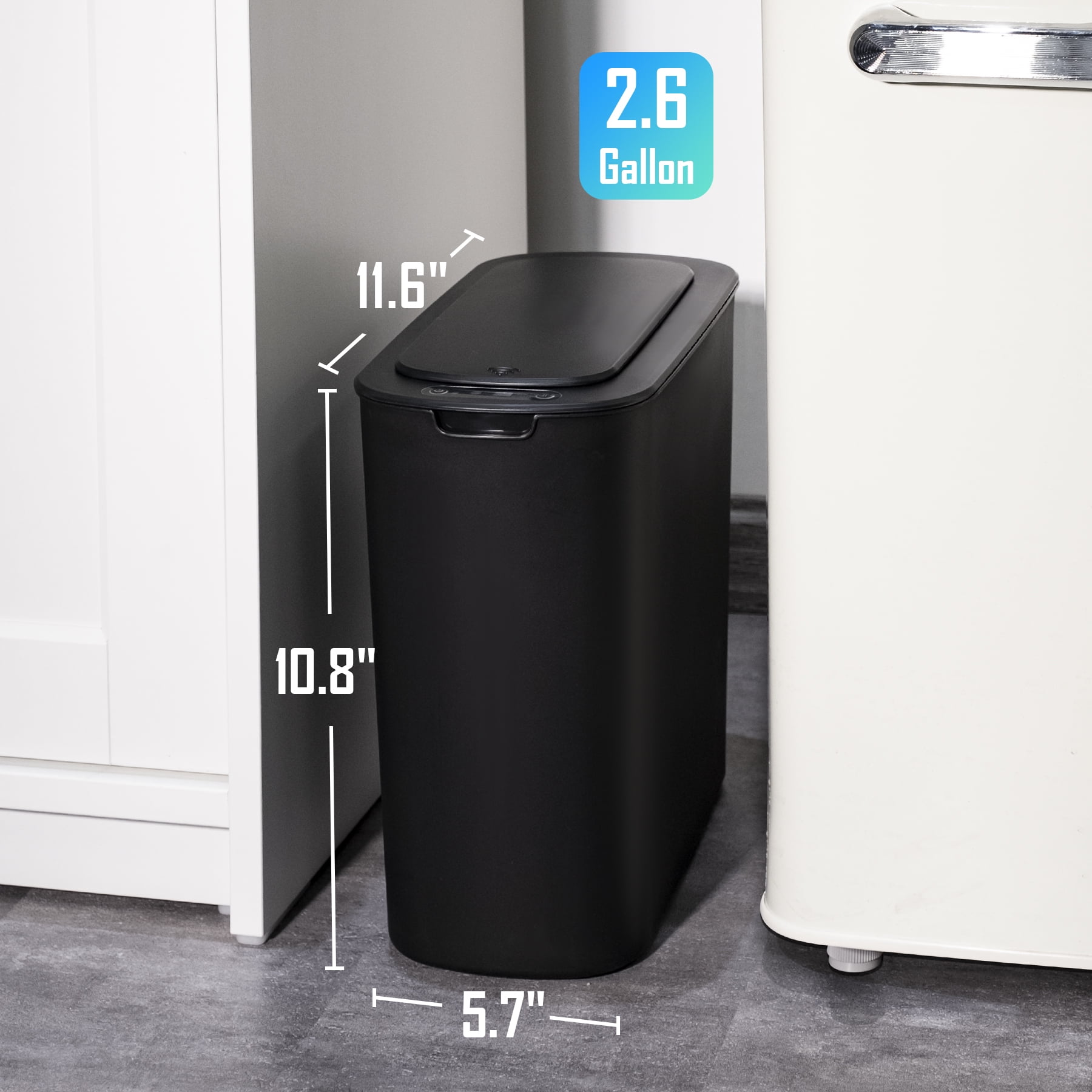 Cesun 2.6 Gallon Trash Can, Touchless Sensor for Bathroom, Office, Rv, Bedroom, Living Room, Black