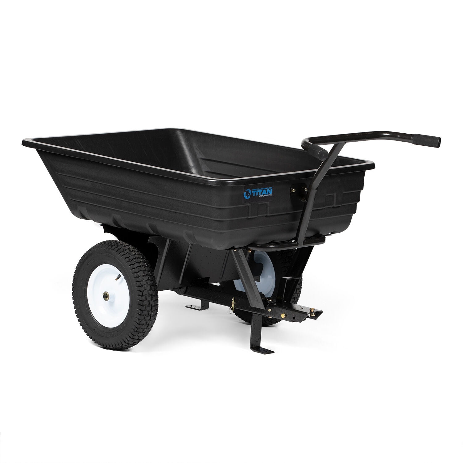 Titan Attachments 650 LB (10 Cu. Ft.) Economy TowBehind Poly Dump Cart for Lawn Tractor and ATV