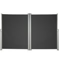 thumbnail image 1 of KFFKFF Auvent Latéral Rétractable, Cloison d'Intimité Extérieure en Aluminium 71 Pieds' x 236 Pieds', Cloison de Terrasse Rétractable en Polyester 280 g Résistante à l'Eau, Séparateur d'Espace Anti-Vent UV 30+ pour Terrasse, Jardin, Noir, 1 of 9