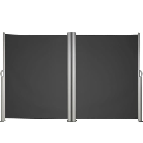 KFFKFF Retractable Side Awning 236" x 71",Double Retractable Patio Screen Waterproof, Retractable Room Divider Black for Privacy, Garden, Outdoor, Patio and Terrace