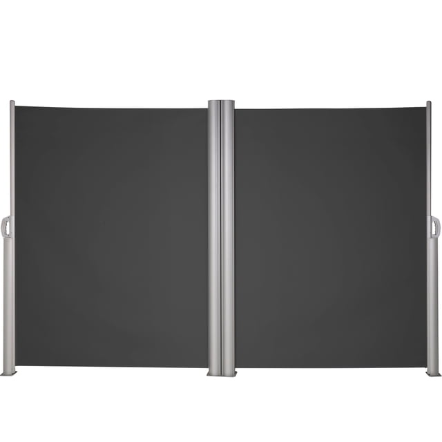 KFFKFF Auvent Latéral Rétractable, Cloison d'Intimité Extérieure en Aluminium 71 Pieds' x 236 Pieds', Cloison de Terrasse Rétractable en Polyester 280 g Résistante à l'Eau, Séparateur d'Espace Anti-Vent UV 30+ pour Terrasse, Jardin, Noir