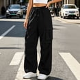 thumbnail image 4 of Hvogkswy Cargo Pants Women Drawstring Elastic Waist Jogger Cargo Pants Loose Straight Lightweight Comfy Hiking Pants with Multi Pockets, 4 of 7