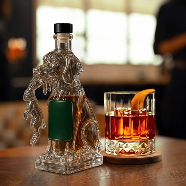 Whiskey Glass Bottle High Borosilicate Glass, Handmade Animal Design Liquor Decanter with 320ml Capacity, Decorative and Functional Whiskey Storage for Bar, Restaurant, and Home Use