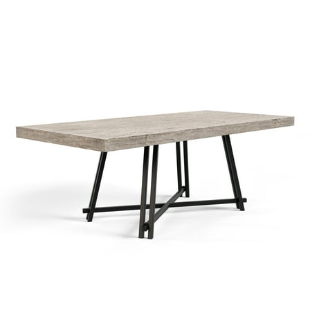 Furniture of America Kaelis Modern 84" Solid Wood Indoor Dining Table, Oak