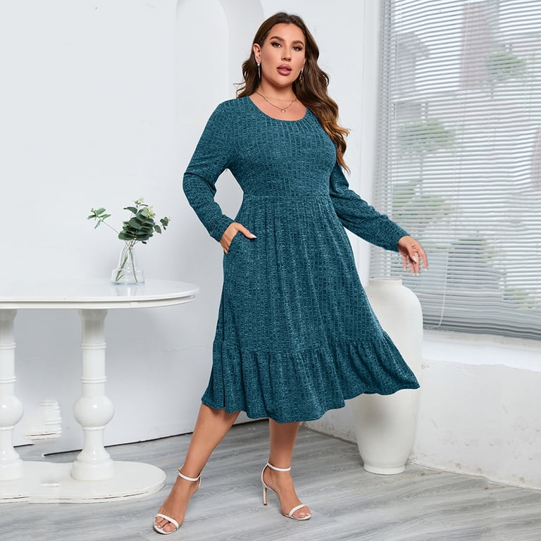 plus size ribbed knit dress Plus Size Knit Dresses for Curvy Women Fall Maxi Sweater Dress Long Sleeve Warm Sexy V Neck Ribbed Dresses Beige at Amazon Women's Clothing store