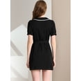 thumbnail image 4 of Mini vestido camisero Allegra K de gasa con botones En la Parte Delantera y cuello Peter Pan Negro L, 4 of 6