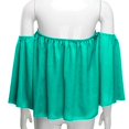 thumbnail image 4 of Blusa informal con hombros descubiertos para mujer, blusas sin tirantes, blusas con mangas de campana de color puro y sin tirantes Monstrate FS7048-52, 4 of 7