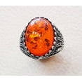 thumbnail image 5 of Baltic Amber Mans Ring, Natural Baltic Amber ring, Silver Jewelry, 925 Silver Ring, Birthday Gift, Heavy Mens Ring, Arabic Design, Ottoman Style Ring, Christmas, Turkey Mens Signet Ring, 5 of 6