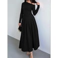 thumbnail image 5 of Women'S Fall Long Sleeve Wedding Guest Dresses One Shoulder Elegant Formal Pleated Midi Maxi Dress Black S, 5 of 8