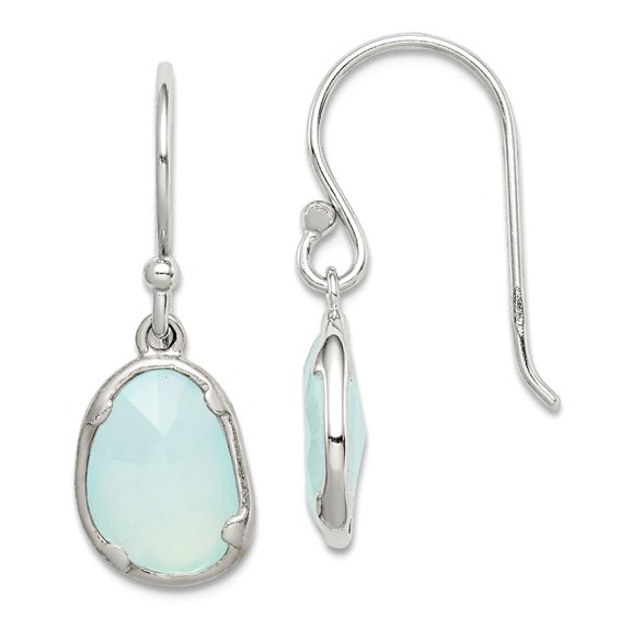 925 Sterling Silver Blue Chalcedony Long Drop Dangle Earrings 26x9mm Wide Dangle Earring for Women