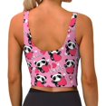 thumbnail image 3 of Haiem Panda Heart Valentine Pattern Womens Sports Bra - U Neck Padded Low Impact Yoga Bra Workout Crop Top Gym Moisture-Wicking Workout Vest -X-Large, 3 of 9