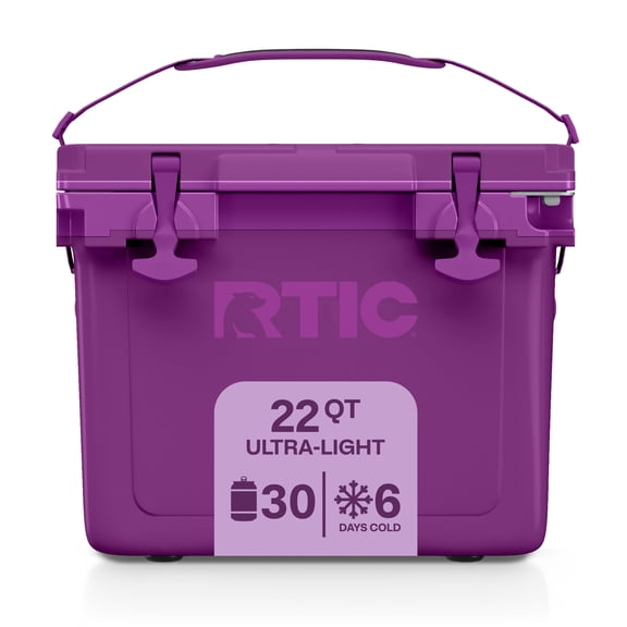 RTIC 22 QT Hard-Sided Cooler, Fits 30 Cans or 8 Wine Bottles, Berry Jam