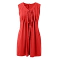 thumbnail image 6 of DHFJKG Womens Summer Romper V Neck Solid Solor Sleeveless Pleated Shorts Straight Leg Trousers With Pockets Beach Vacation Clothes Stylish Onesie, 6 of 7